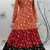 Orange & Red & Black Metallic foilage print georgette Anarkali long gown