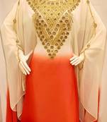 White And Orange Hand Embroidered Farasha