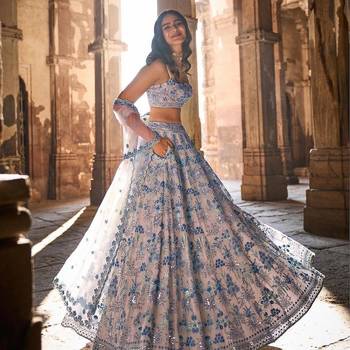 Multicolor Sequin And Thread Embroidered Faux Georgette indian wedding Lehenga Choli  4
