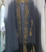 White And Grey Hand Embroidered Farasha