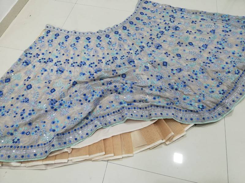Blue And White Sequin And Thread Embroidered Faux Georgette indian wedding Lehenga Choli 