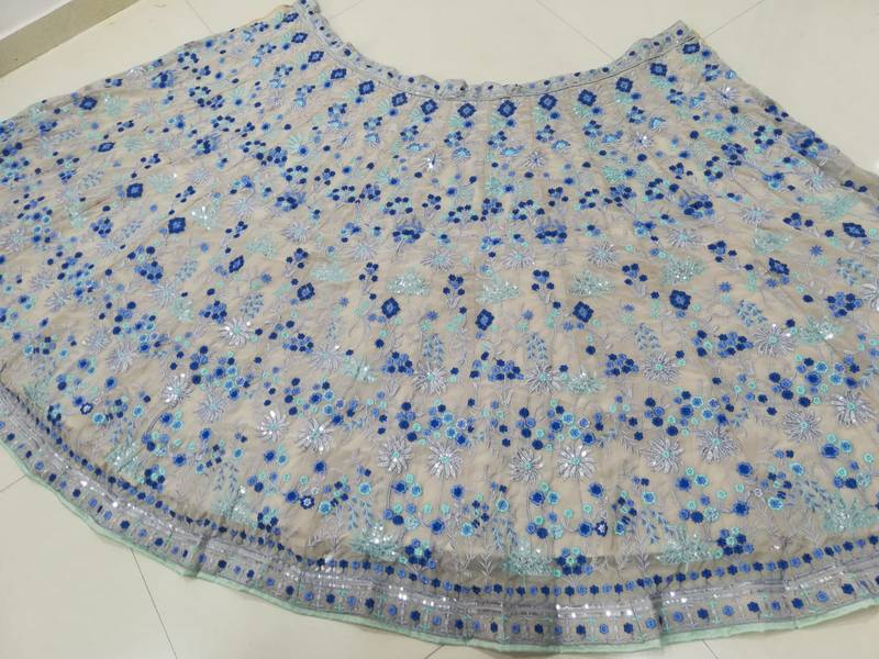 Blue And White Sequin And Thread Embroidered Faux Georgette indian wedding Lehenga Choli 