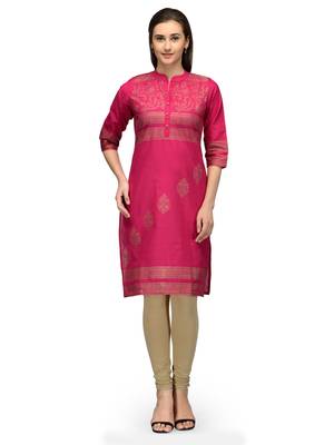 Pink printed cotton kurtas-and-kurtis 1