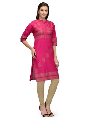 Pink printed cotton kurtas-and-kurtis 2