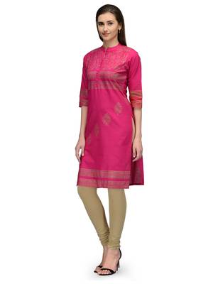 Pink printed cotton kurtas-and-kurtis 3