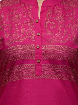 Pink printed cotton kurtas-and-kurtis 5