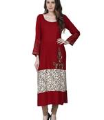 Maroon printed rayon kurtas-and-kurtis