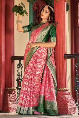 Organza Silk Light Pink Colour Trendy Saree 1