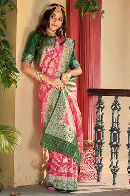 Organza Silk Light Pink Colour Trendy Saree 2