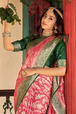 Organza Silk Light Pink Colour Trendy Saree 3