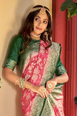 Organza Silk Light Pink Colour Trendy Saree 4