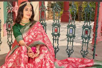 Organza Silk Light Pink Colour Trendy Saree 5