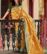 Organza Silk Amber Colour Trendy Saree