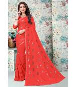 Red Georgette Saree With Blouse Piece