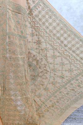 Orange embroidered georgette saree with blouse 4