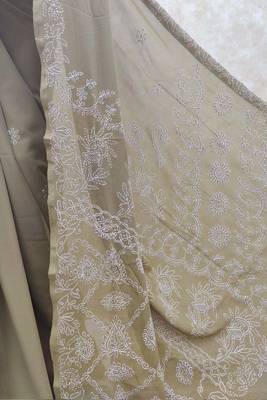 Green embroidered georgette saree with blouse 4