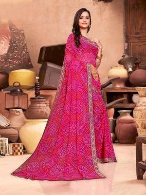 Wine printed faux georgette saree with blouse 2