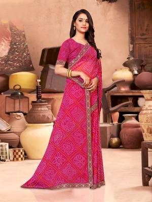 Wine printed faux georgette saree with blouse 4