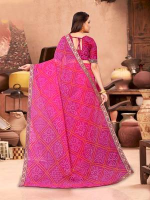 Wine printed faux georgette saree with blouse 5