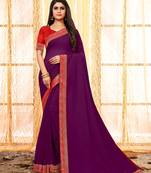 Magenta plain georgette saree with blouse