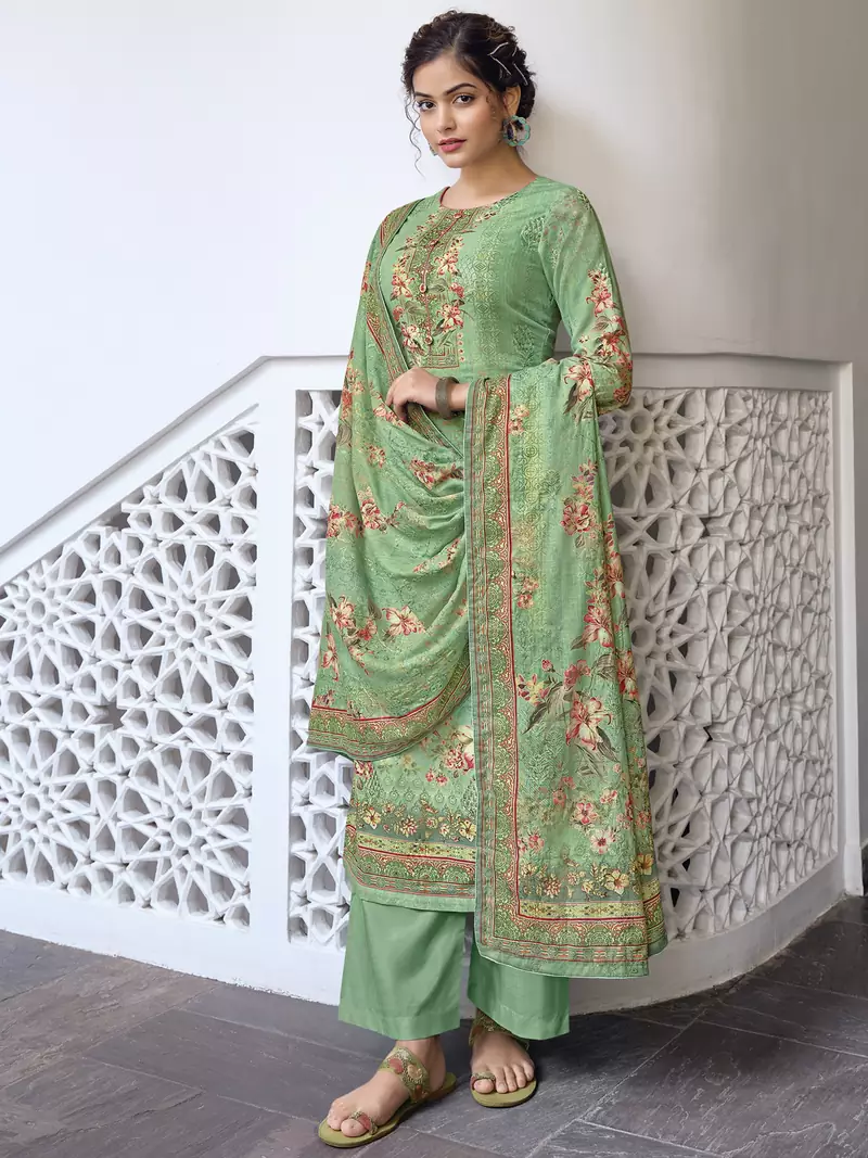 Green digital print cotton salwar