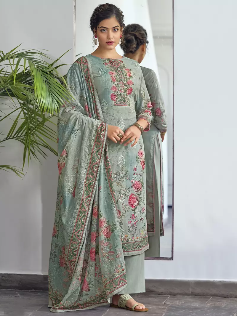 Grey digital print cotton salwar