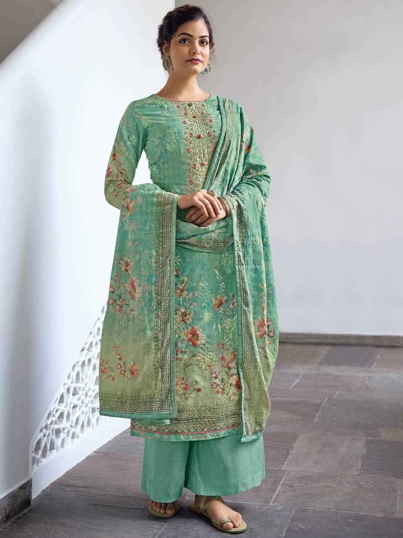 Green digital print cotton salwar