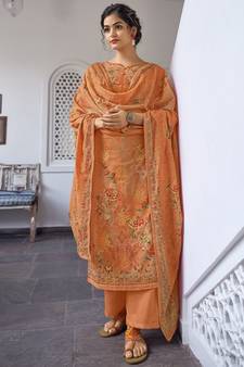 Orange digital print cotton salwar