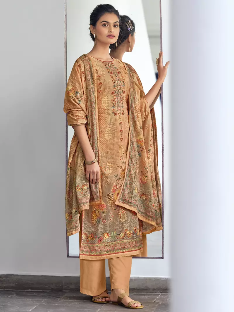 Peach digital print cotton salwar