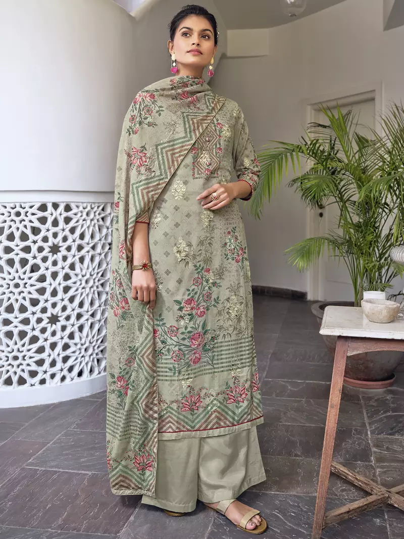Grey digital print cotton salwar