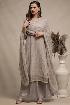 Grey embroidered georgette salwar