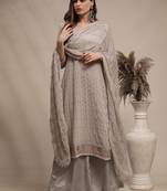 Grey embroidered georgette salwar