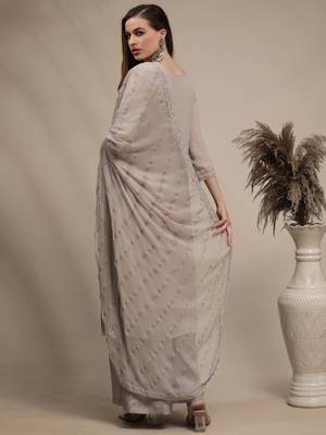 Grey embroidered georgette salwar 2