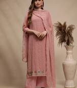 Pink embroidered georgette salwar