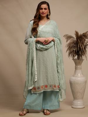 Green embroidered georgette salwar 1