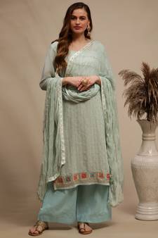 Green embroidered georgette salwar