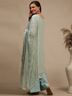 Green embroidered georgette salwar 2