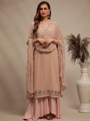 Peach embroidered georgette salwar 1