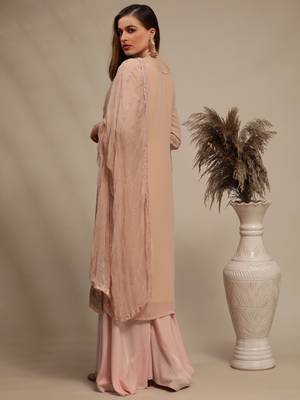 Peach embroidered georgette salwar 2