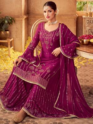 Purple embroidered chiffon salwar 2