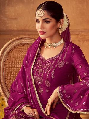 Purple embroidered chiffon salwar 3