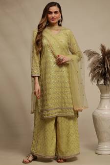 Green embroidered georgette salwar