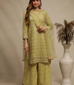 Green embroidered georgette salwar