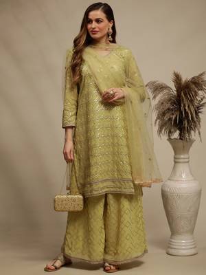 Green embroidered georgette salwar 3