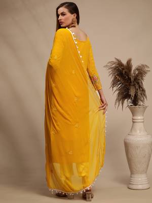 Yellow embroidered georgette salwar 2