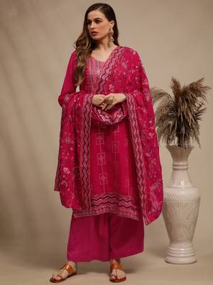 Magenta embroidered georgette salwar 1