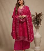 Magenta embroidered georgette salwar