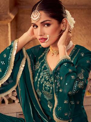 Green embroidered chiffon salwar 2