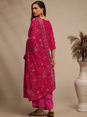 Magenta embroidered georgette salwar 2