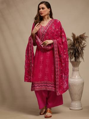 Magenta embroidered georgette salwar 3